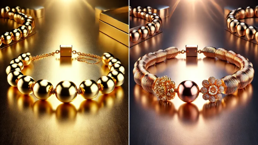 الفرق بين الذهب الوردي والأصفر